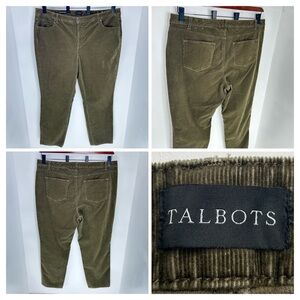 Talbots Corduroy Pants 20W Brown High Waist Straight Office Casual 43x30.5